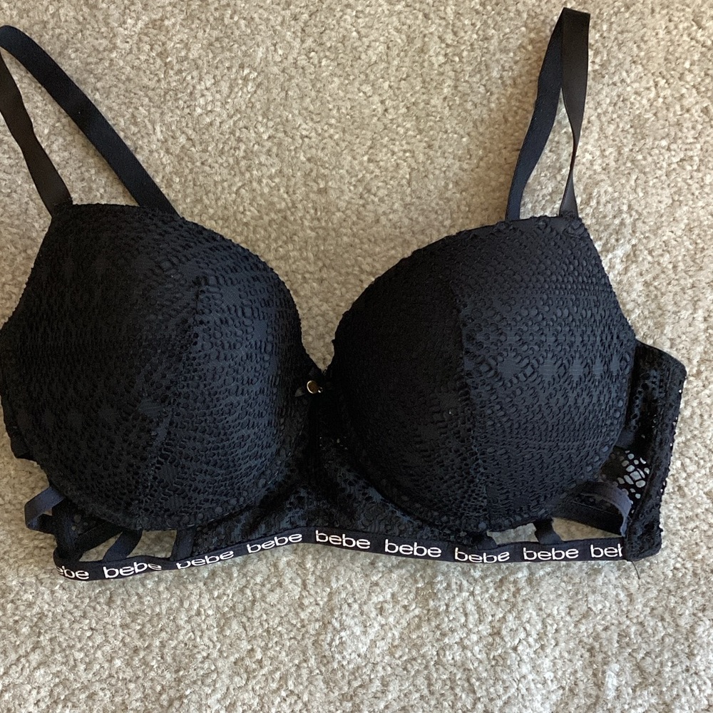 Bebe Black Textured Bra, 38D